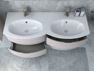 Раковина из искусственного мрамора с двумя чашами, Cezares, 50156 белый